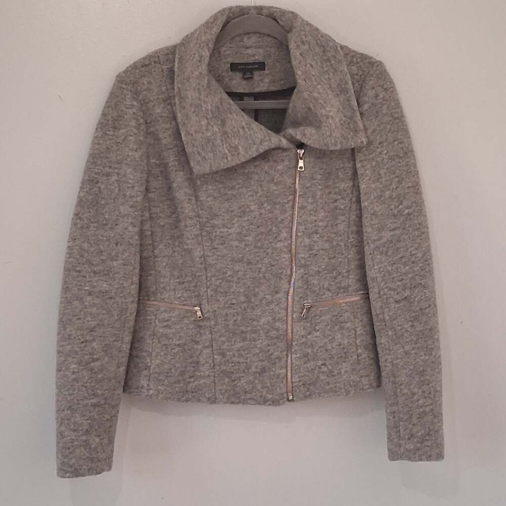 Ann Taylor Asymmetric Zip Wool Blend Jacket 🩶